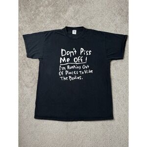 Vintage Mens T-shirt 90s Don't Piss Me Off Hide The Bodies Humor Horror, Size XL